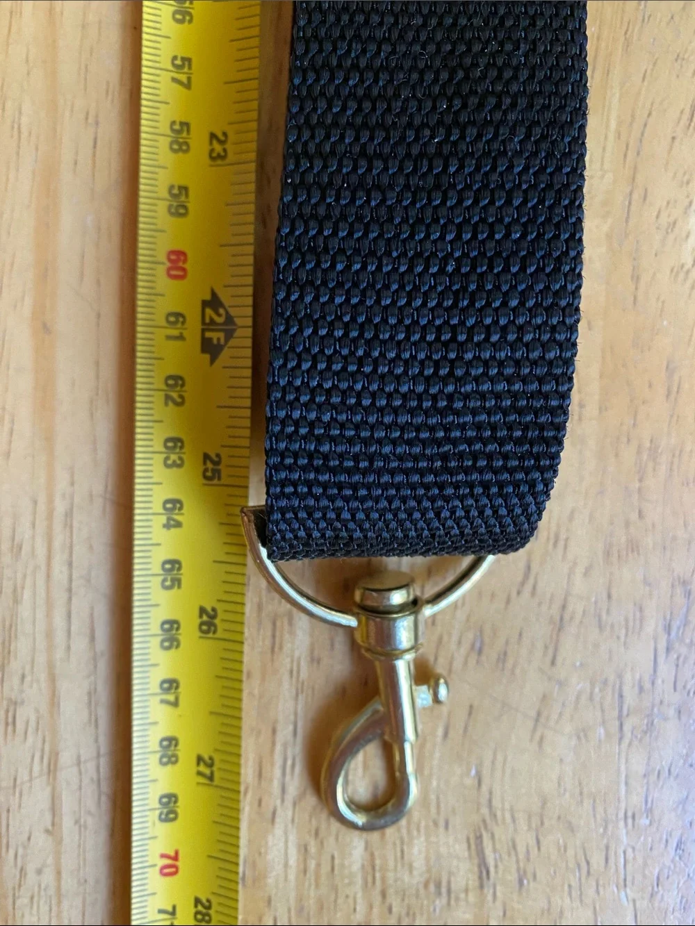 V ! Black canvas gold tone hardware 27-43” strap for bag